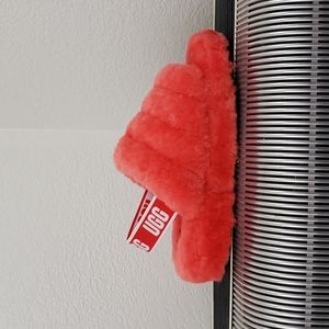 NWT-SUPER CUTE UGG FLUFF YEAH CORAL OPEN TOE SLING BACK SLIPPERS